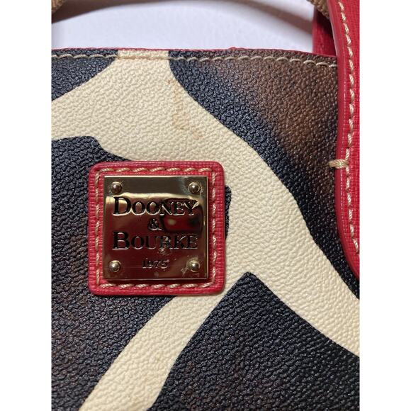 Dooney & Bourke Brielle Pebbled Leather Satchel Giraffe Pattern Crossbody Strap - Picture 6 of 8